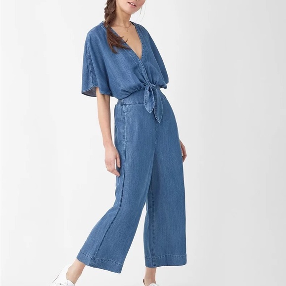 Splendid Pants - Splendid Desert Batik Tie Waisted Chambray Jumpsuit as seen on Selena Gomez